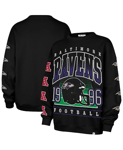 '47 Brand Women's Black Baltimore Ravens Go Big Oversized Pullover Sweatshirt