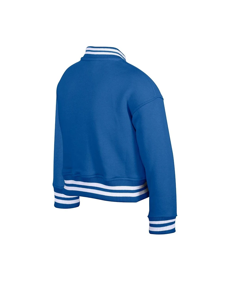 New Era Big Boys and Girls Blue Detroit Lions Chenille applique Fleece Full-Snap Jacket