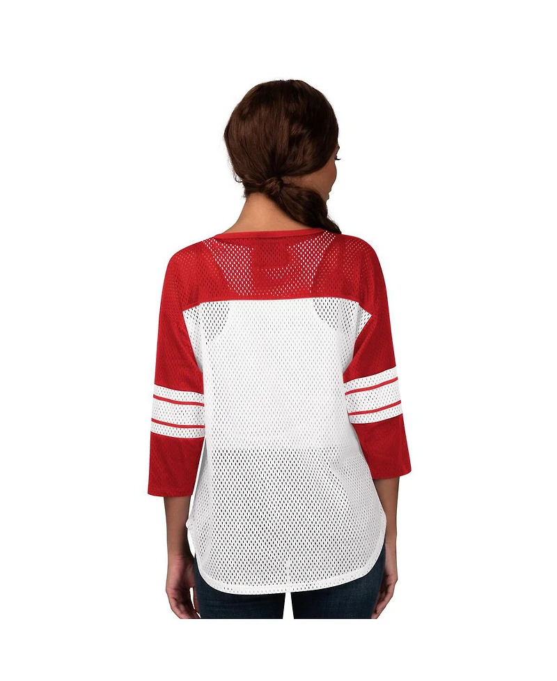 G-iii 4Her by Carl Banks Women's Red Tampa Bay Buccaneers First Team 3/4-Sleeve Mesh T-Shirt