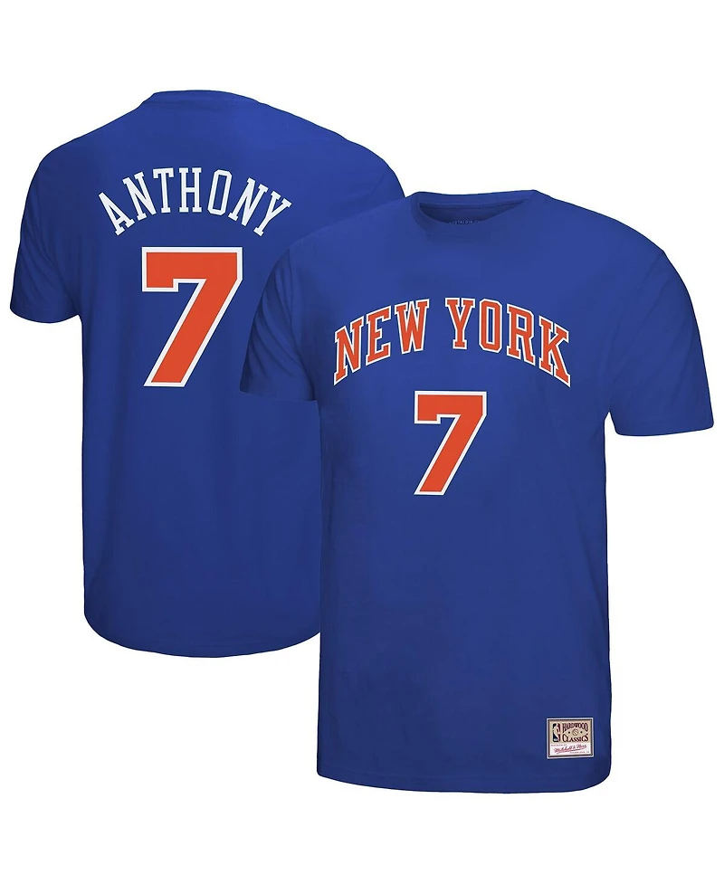 Mitchell & Ness Men's Carmelo Anthony Royal New York Knicks Hardwood Classics Retro Name Number T-Shirt