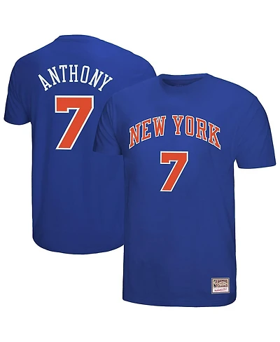 Mitchell & Ness Men's Carmelo Anthony Royal New York Knicks Hardwood Classics Retro Name Number T-Shirt