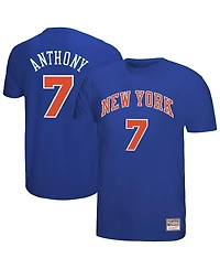Mitchell & Ness Men's Carmelo Anthony Royal New York Knicks Hardwood Classics Retro Name Number T-Shirt