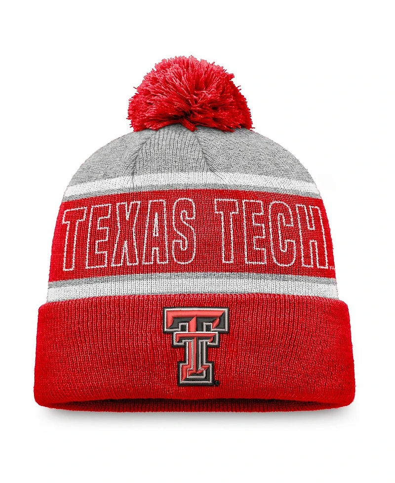 Top of the World Men's Red Texas Tech Red Raiders Two-Tone Cuffed Pom with Knit Hat