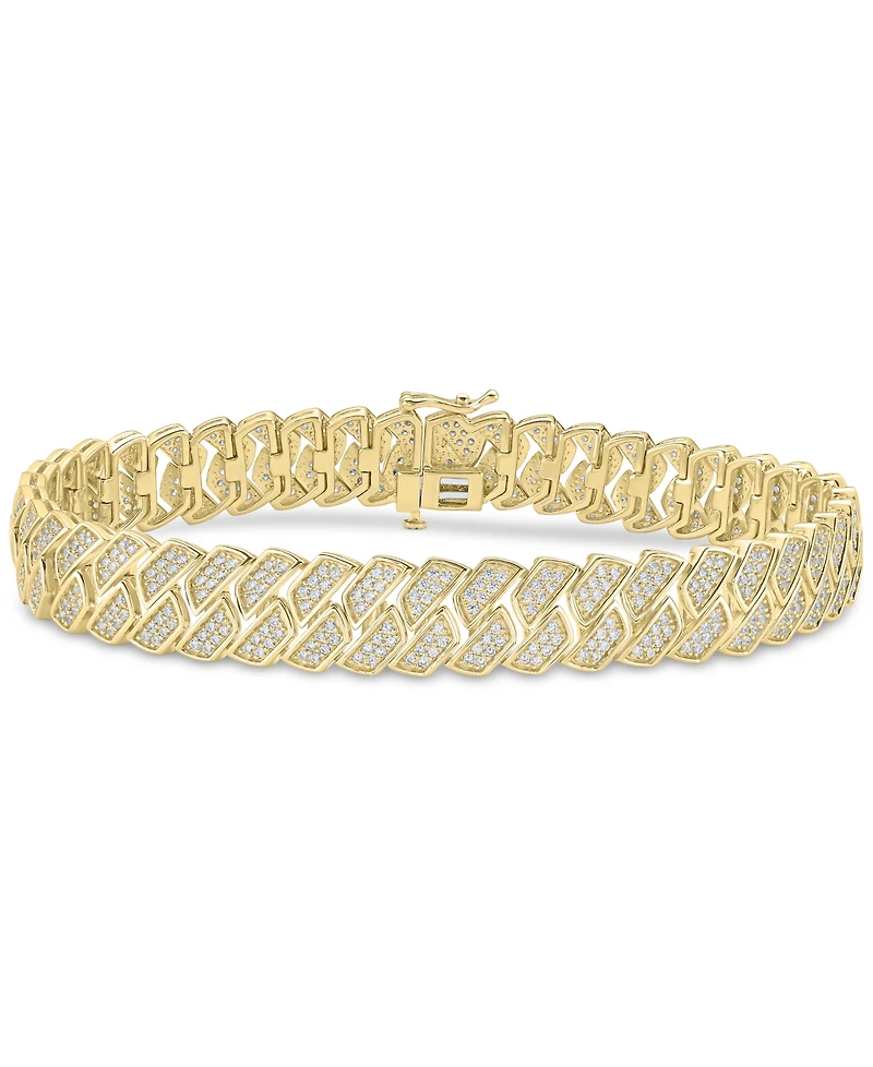 Men's Diamond Pave Link Bracelet (4 ct. t.w.) in 14k Gold-Plated Sterling Silver