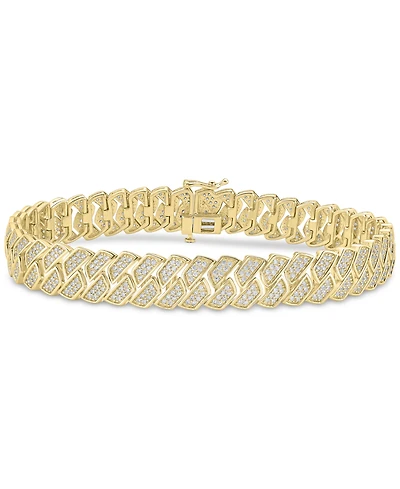 Men's Diamond Pave Link Bracelet (4 ct. t.w.) in 14k Gold-Plated Sterling Silver