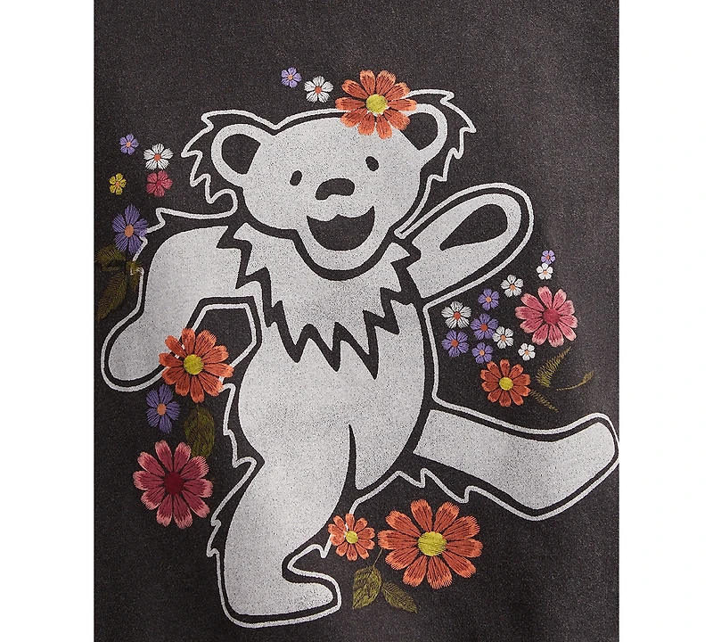 Lucky Brand Women's Grateful Dead Flower Bear Classic Crew Neck T-shirt