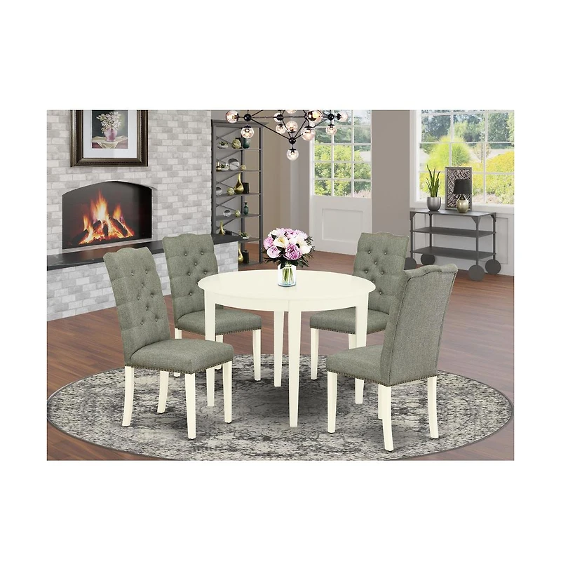 East West Furniture Dining Room Set Linen White