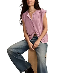 Lucky Brand Women's Dolman Ruffle Button Down Top