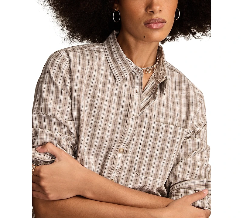 Lucky Brand Women's Boyfriend Button Down Shirt