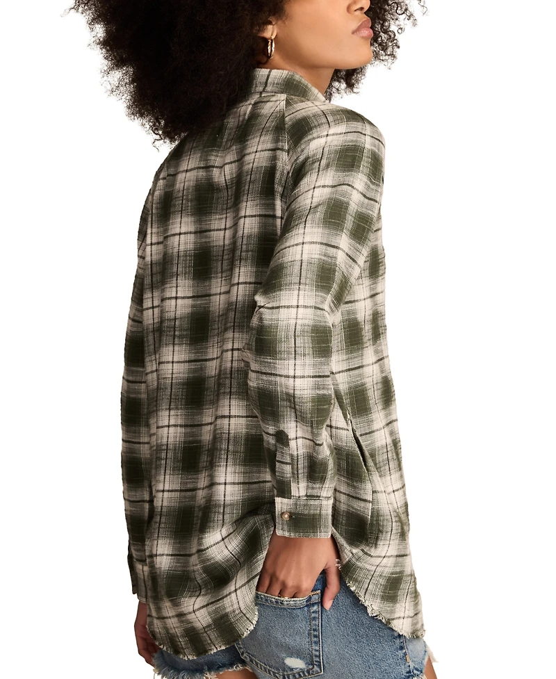 Lucky Brand Women's Tunic Plaid Button Down Shirt