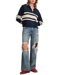 Lucky Brand Women's Rugby Polo Long-Sleeve Sweater