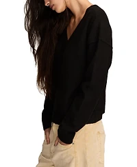 Lucky Brand Women's Waffle V-Neck Sweater