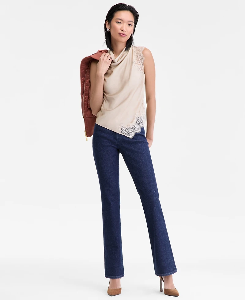 I.n.c. International Concepts Women's Lace-Trim Cowl-Neck Sleeveless Top, Macy's Exclusive