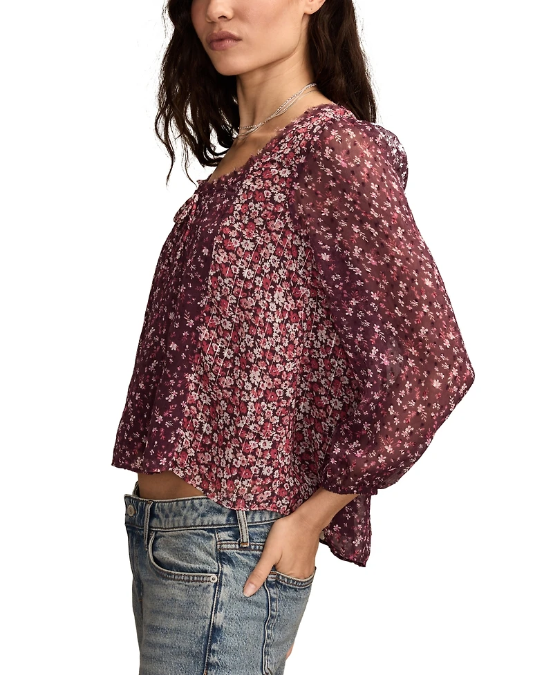 Lucky Brand Women's Print Mix Swing Top