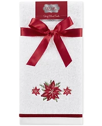 Decor Studio Holiday Poinsettias Turkish Cotton 2-Pc. Hand Towel Set, 16" x 28"