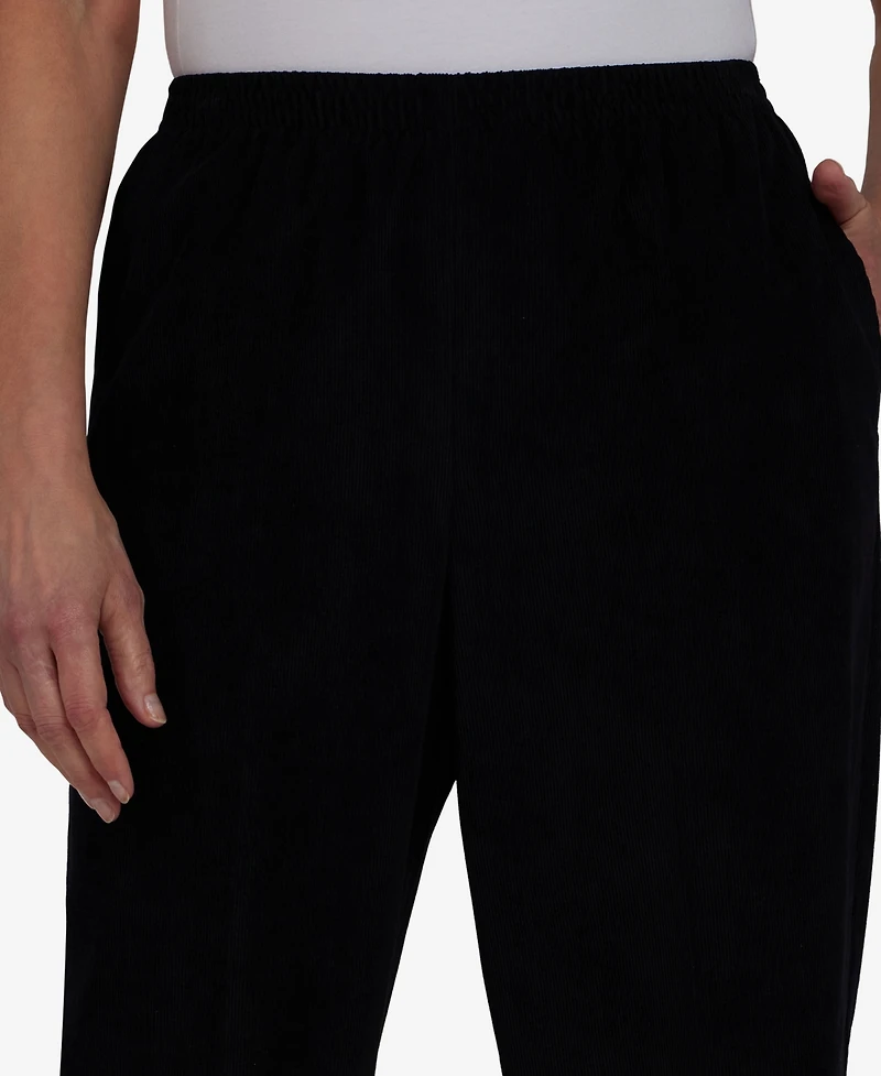 Alfred Dunner Women's Classic Corduroy Elastic Waist Medium Length Pants