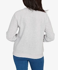 Alfred Dunner Women's Classic Embellished Crew Neck Anti-Pill Top