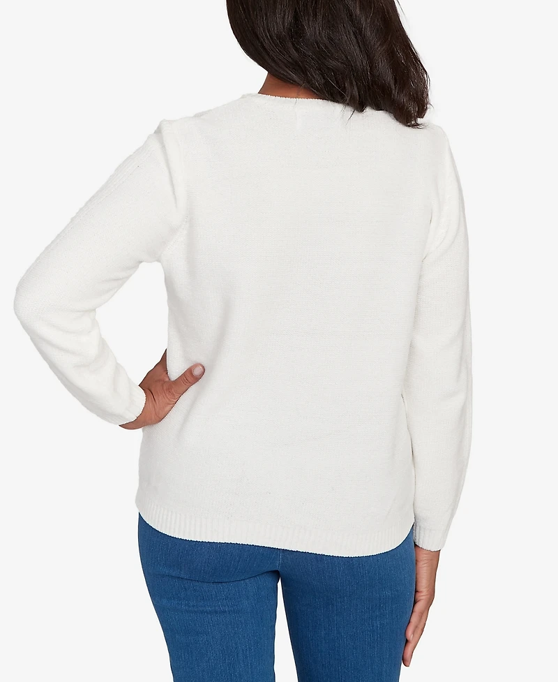 Alfred Dunner Women's Classic Cable Chenille Pullover Sweater