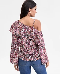 I.n.c. International Concepts Women's Ruffled Asymmetrical-Neck Blouse, Macy's Exclusive