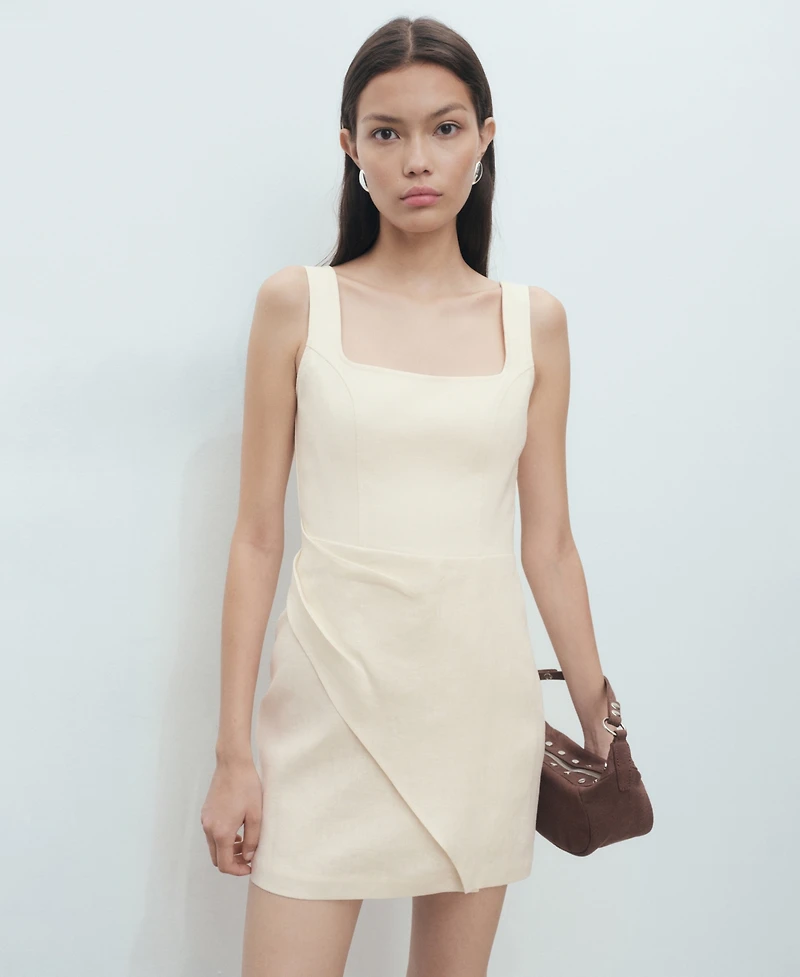 Mango Women's Short Linen Dress