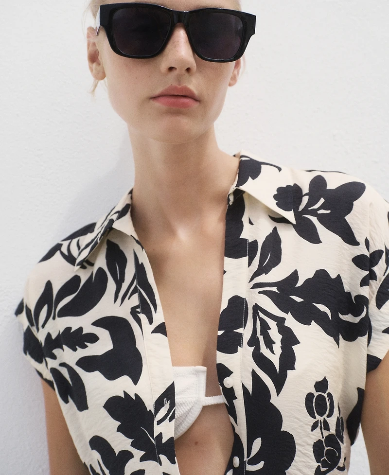 Mango Women's Floral Print Shirt Dress