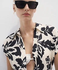 Mango Women's Floral Print Shirt Dress