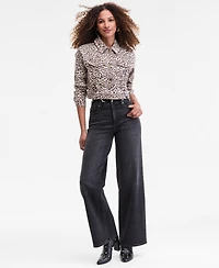 I.n.c. International Concepts Women's Leopard-Print Lace-Up Denim Jacket, Macy's Exclusive