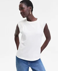 I.n.c. International Concepts Women's Pleated-Shoulder Cap-Sleeve T-Shirt, Macy's Exclusive