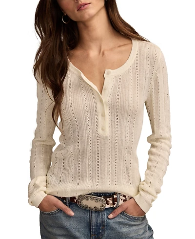 Lucky Brand Women's Pointelle Henley Sweater