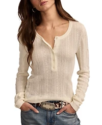 Lucky Brand Women's Pointelle Henley Sweater