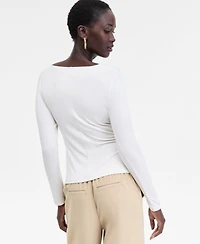 I.n.c. International Concepts Women's Shirred-Front Long-Sleeve Top, Macy's Exclusive