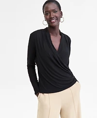 I.n.c. International Concepts Women's Printed Mesh Surplice-Neck Top, Macy's Exclusive