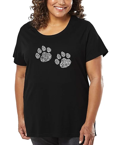 La Pop Art Plus Meow Cat Prints Word T-Shirt