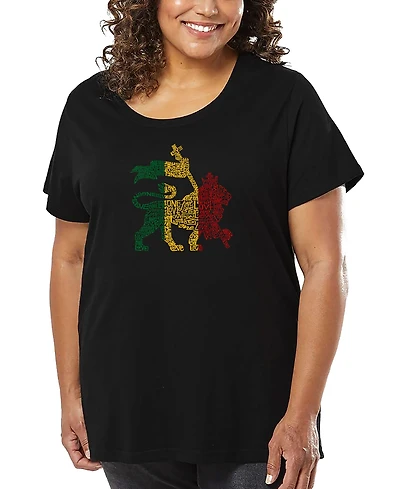 La Pop Art Plus Rasta Lion One Love Word T-Shirt