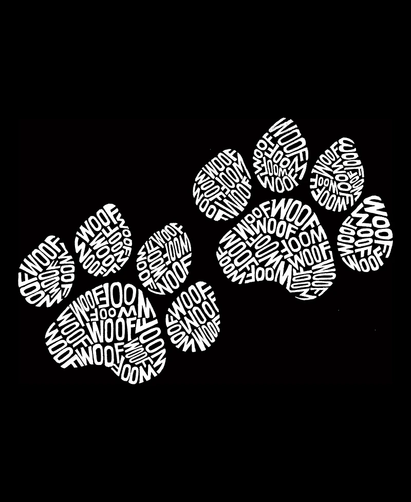 La Pop Art Plus Woof Paw Prints Word T-Shirt