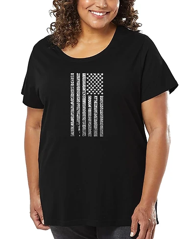 La Pop Art Plus National Anthem Flag Word T-Shirt