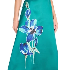 Tahari Asl Women's V-Neck Flower Print Detail Midi Dress