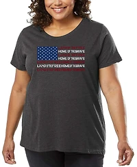 La Pop Art Plus Size Land Of The Free American Flag Word Art T-Shirt