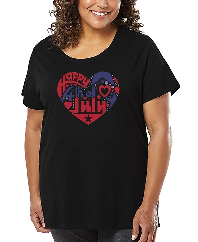 La Pop Art Plus July 4th Heart Word T-Shirt