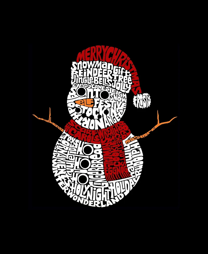 La Pop Art Plus Christmas Snowman Word T-Shirt