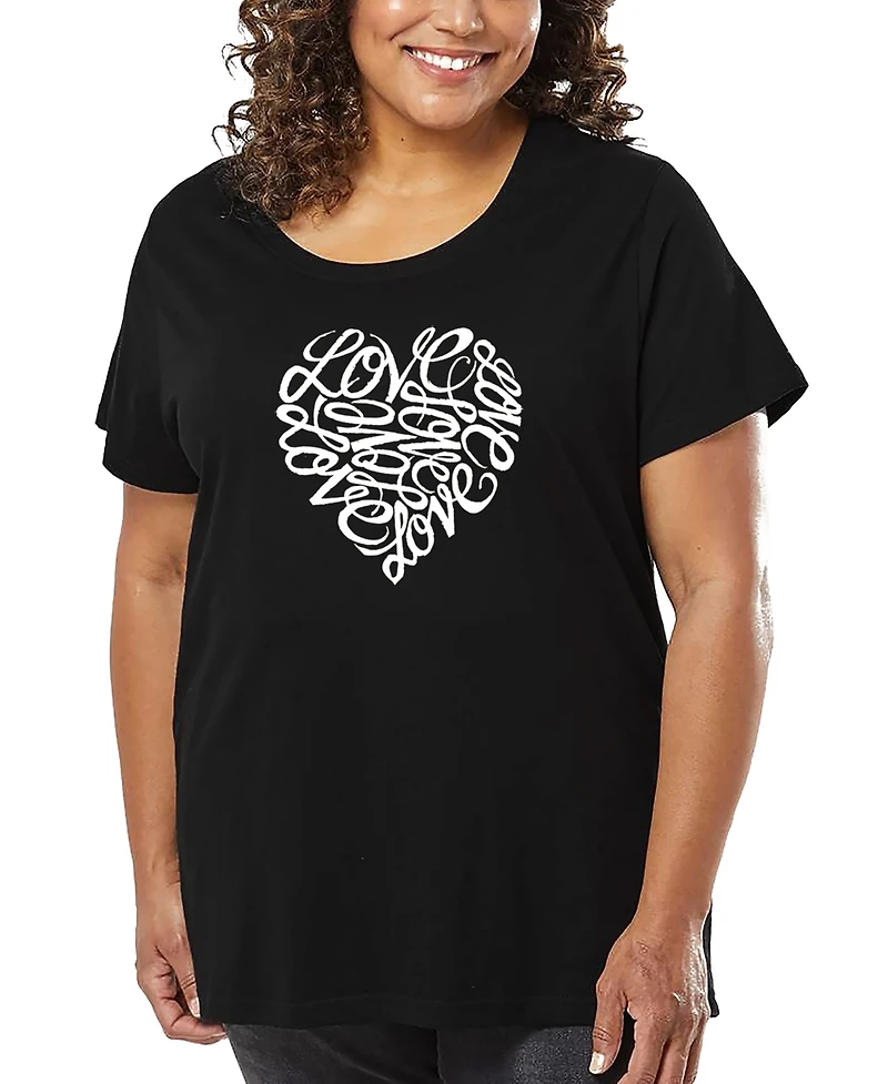 La Pop Art Plus Cursive Heart Word T-Shirt