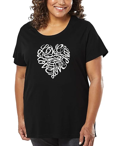 La Pop Art Plus Cursive Heart Word T-Shirt