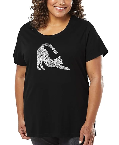 La Pop Art Plus Stretching Cat Word T-Shirt