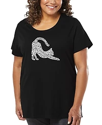 La Pop Art Plus Stretching Cat Word T-Shirt