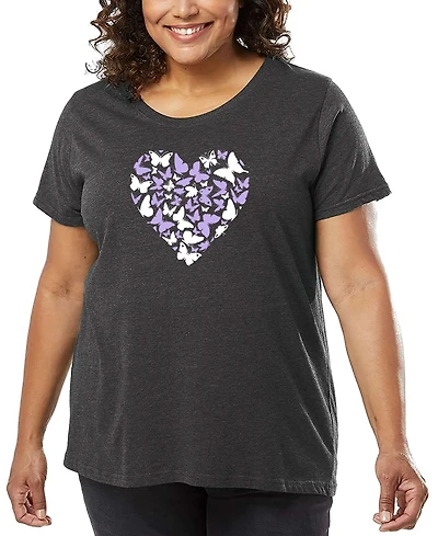La Pop Art Plus Size Butterfly Heart Art T-Shirt