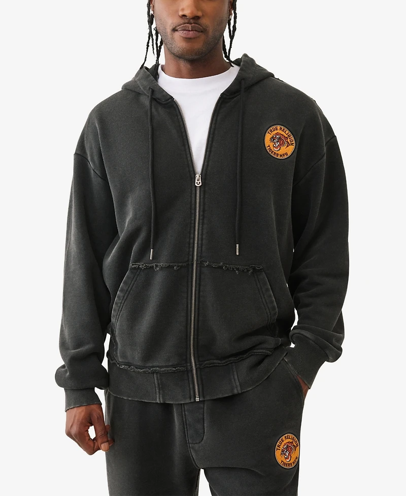 True Religion Men's Tiger Vintage Zip Up Sweatshirt