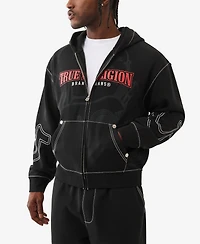 True Religion Men's Cinched Big T Zip Up Hoodie