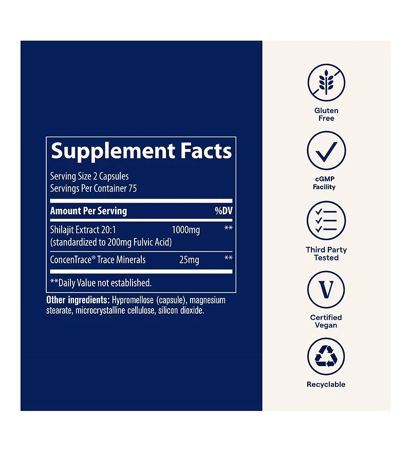 Trace Minerals Shilajit 1000mg - Mineral Supplement Support for Brain Health & Immune Function