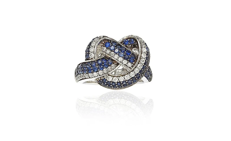 Suzy Levian New York Suzy Levian Sterling Silver & Created White Sapphire Pave Zig Zag Ring