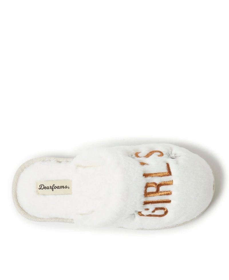 Dearfoams Women's Bridal Celebration Fuzzy Scuff House Slipper